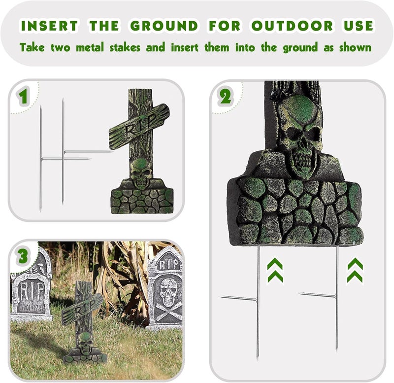 SUMGROW Pack of 36 Metal Halloween Tombstone Stakes Heavy Duty T-Shaped for Graveyard Styrofoam Decorations - Image 3